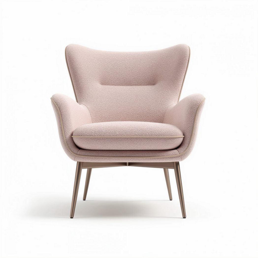 Roze gestoffeerde fauteuil met metalen poten 70 x 70 x 80cm