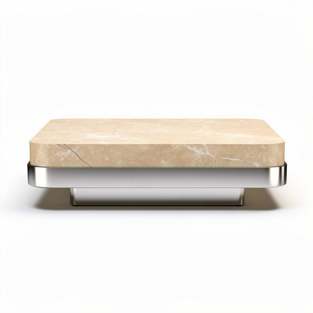 Marmeren dienblad van 30 x 20 x 5cm met metalen voet in neutrale kleur