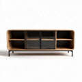 houten tv-kast met zwarte deuren afmetingen 150 x 40 x 70cm