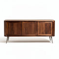houten tv-meubel met drie deuren en metalen poten 180 x 40 x 70cm