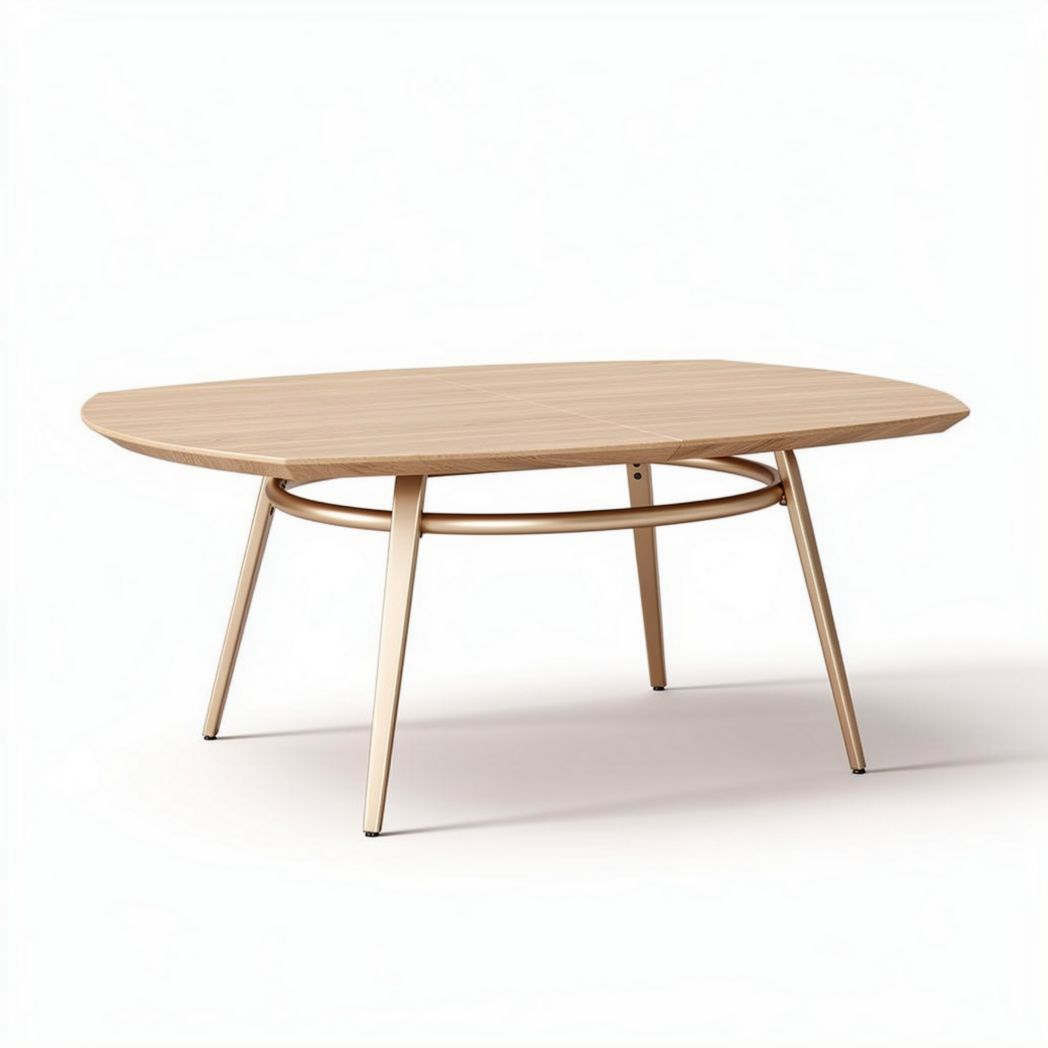 eettafel van hout met ovale vorm afmetingen 100 x 70 x 75cm