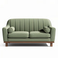 Tweed bankstel in groen met ronde kussens 180 x 90 x 85cm